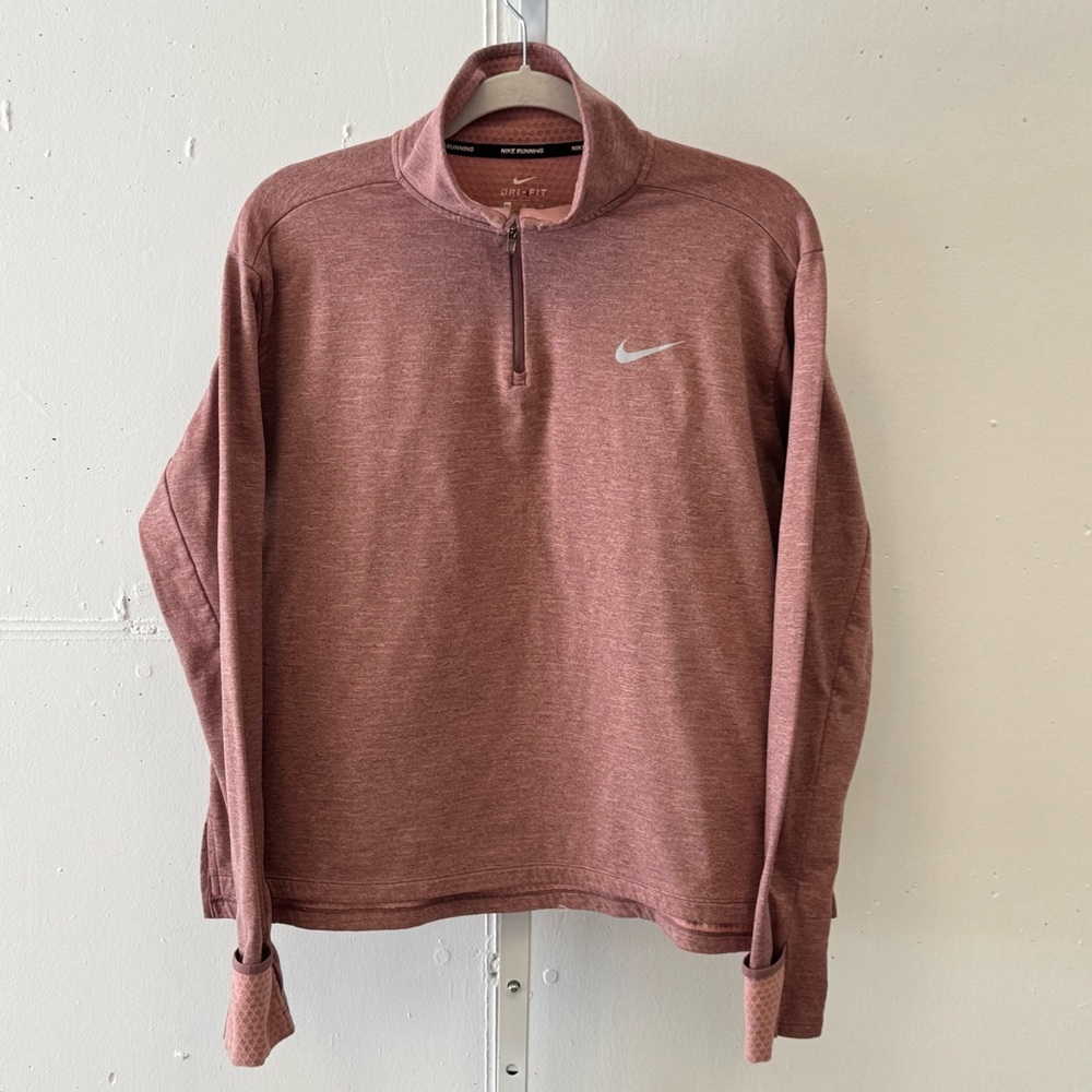 Nike Women's Performance 1/4 Zip Activewear Athleisure Top‎ Dusty Pink XL